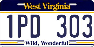 WV license plate 1PD303