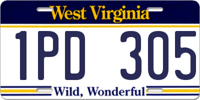 WV license plate 1PD305