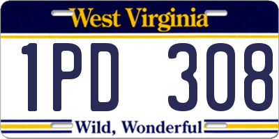 WV license plate 1PD308
