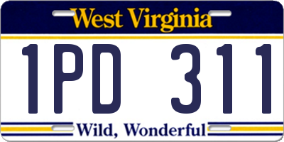 WV license plate 1PD311