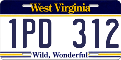 WV license plate 1PD312