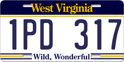 WV license plate 1PD317