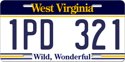 WV license plate 1PD321