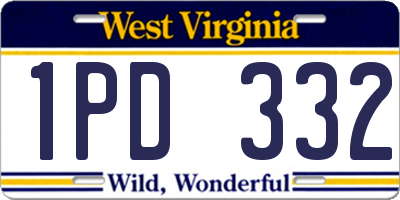 WV license plate 1PD332