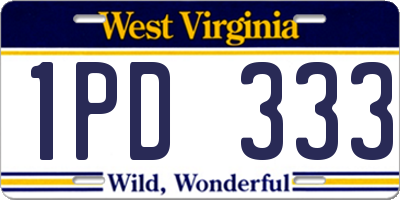 WV license plate 1PD333