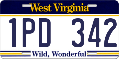 WV license plate 1PD342