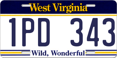 WV license plate 1PD343