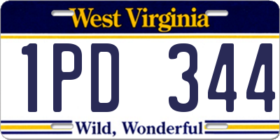 WV license plate 1PD344