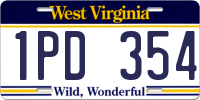 WV license plate 1PD354