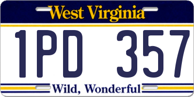 WV license plate 1PD357