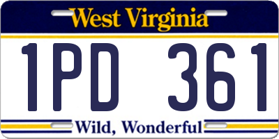 WV license plate 1PD361