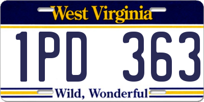 WV license plate 1PD363