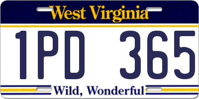 WV license plate 1PD365