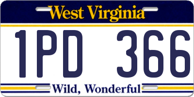 WV license plate 1PD366