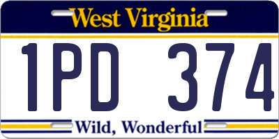 WV license plate 1PD374