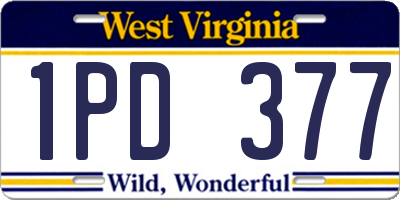 WV license plate 1PD377