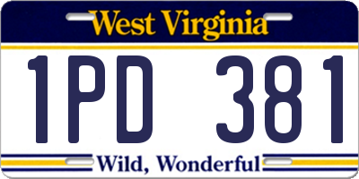 WV license plate 1PD381