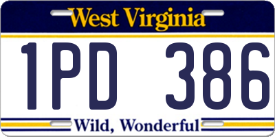 WV license plate 1PD386