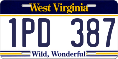 WV license plate 1PD387