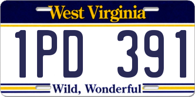 WV license plate 1PD391