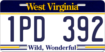WV license plate 1PD392
