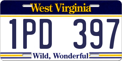 WV license plate 1PD397
