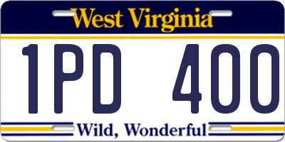WV license plate 1PD400