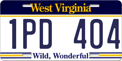 WV license plate 1PD404