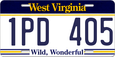 WV license plate 1PD405