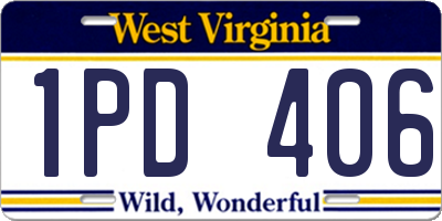 WV license plate 1PD406