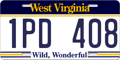 WV license plate 1PD408