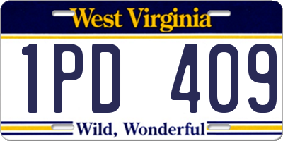 WV license plate 1PD409