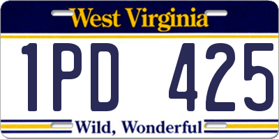 WV license plate 1PD425