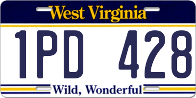 WV license plate 1PD428
