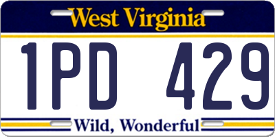 WV license plate 1PD429