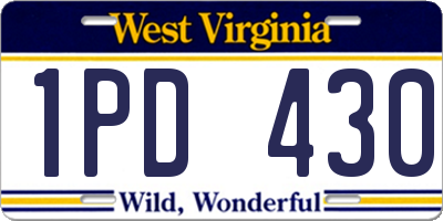 WV license plate 1PD430