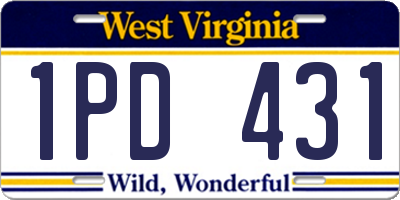 WV license plate 1PD431