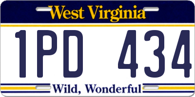 WV license plate 1PD434