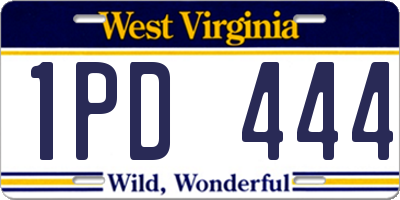 WV license plate 1PD444