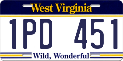 WV license plate 1PD451