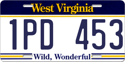 WV license plate 1PD453