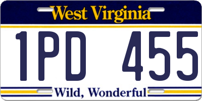 WV license plate 1PD455