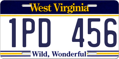 WV license plate 1PD456