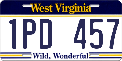 WV license plate 1PD457