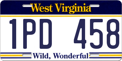 WV license plate 1PD458
