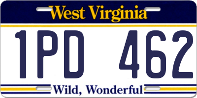 WV license plate 1PD462