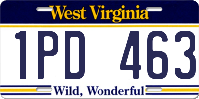 WV license plate 1PD463