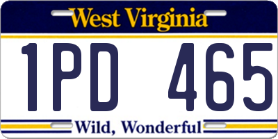 WV license plate 1PD465
