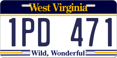 WV license plate 1PD471