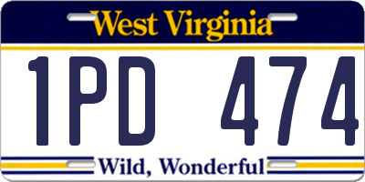 WV license plate 1PD474